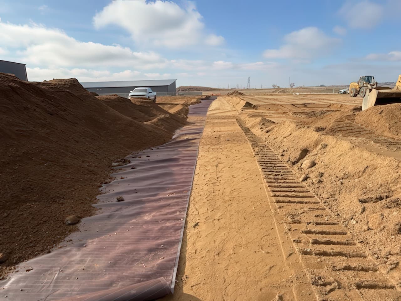 Heavy-duty laydown yard under construction at ThermoBond’s new Brandon facility, designed to store large precast concrete modules and withstand extreme wheel loads.