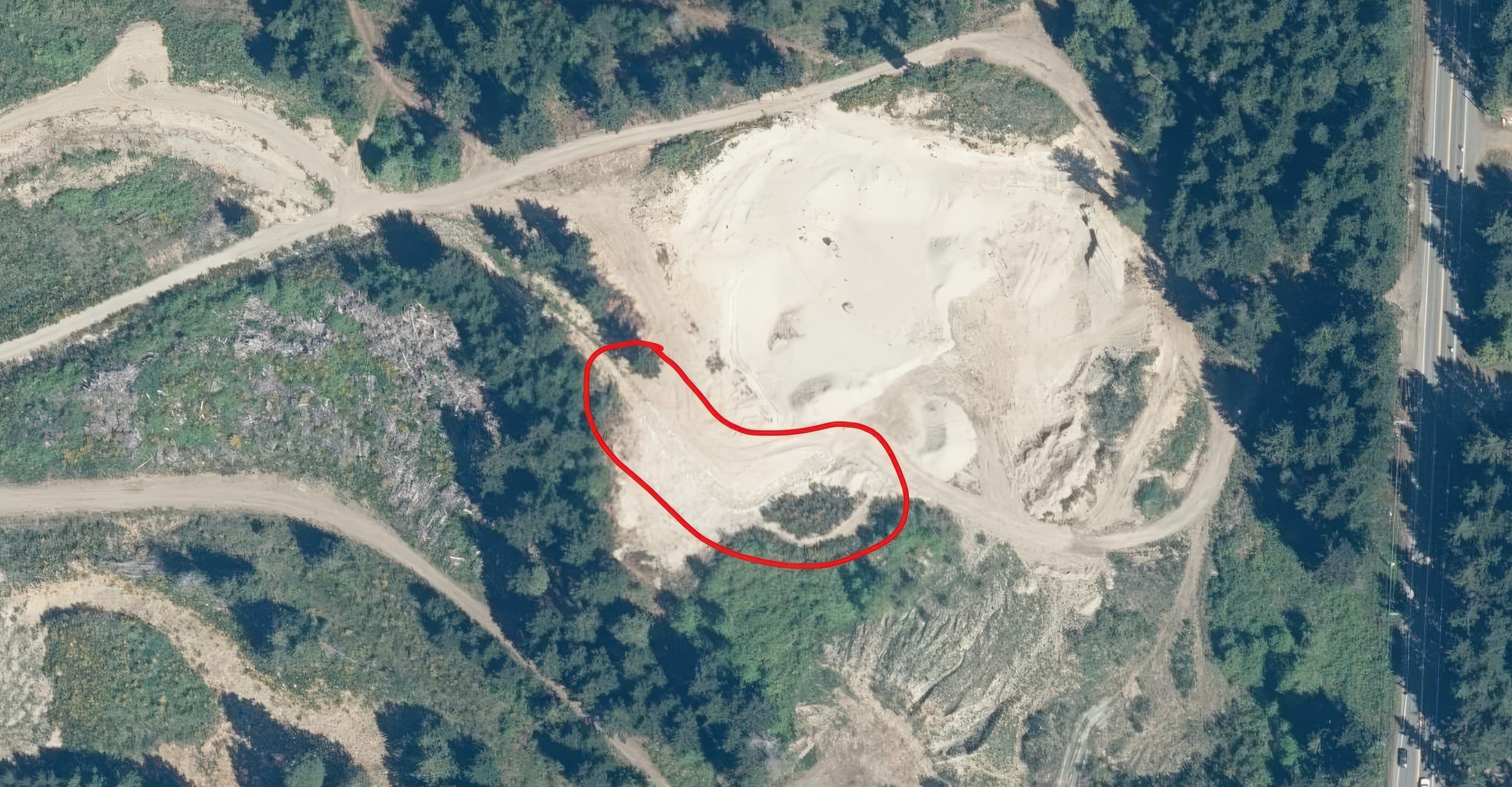 An aerial view of Anderton Pond in 2020